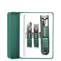 Ensemble de coupe-ongles en acier inoxydable anti-éclaboussures, portable, à embout incliné, 5 pièces, en boîte, pour manucure, outils de soin des ongles, logo personnalisé