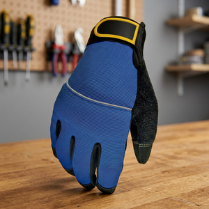 Guantes de Trabajo de Cuero Azul JNA GROUP con Puntas de Dedos Texturizadas, Muñequera Elástica, Antideslizantes, para Uso General, Grosor de 11 oz - Product Image 3