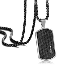 Nuevo Collar con Colgante de Placa de Identificación Cuadrada Elegante con Circonita Cúbica, Collar de Acero Inoxidable Impermeable <span class=keywords><strong>para</strong></span> Hombre - Product Image 2