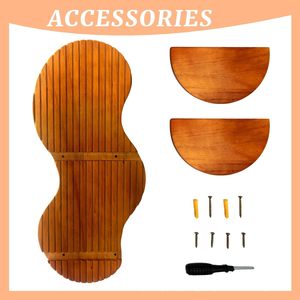 Wooden <b>Wall</b> <b>Mounted</b> <b>Shelf</b> Irregular Shape 2 Tier Floating <b>Shelf</b> For Living Room Storage Multipurpose Display Rack - Product Image 5