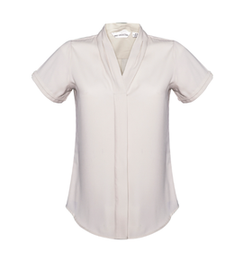 Womens 100% Polyester extensible mécanique avec pli au dos choix parfait pour un confort pratique au quotidien Chemisier à manches courtes - Product Image 3