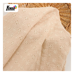 Offre Spéciale 100% coton 2 couches <span class=keywords><strong>gaze</strong></span> mousseline tissu avec goutte de rosée et étoiles en feuille sur le dessus pour robes et jupes pour femmes - Product Image 6
