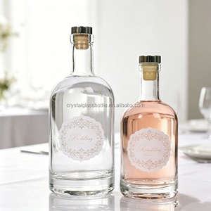 Bouteille en verre ronde à paroi épaisse scellée, anti-fuite, vide, pour spiritueux (vodka, whisky, rhum) – Idéale pour bars et restaurants - Product Image 3