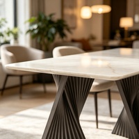 Table à manger rectangulaire en marbre naturel moderne de luxe sur mesure haut de gamme importée pour usage hôtelier