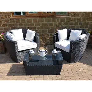 Half round shape home terrace garden 2 seater tub chair furniture poly rattan outdoor sofa set