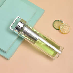 定制徽标品牌双层玻璃瓶制造商销售茶果过滤器水瓶带盖 - Product Image 6