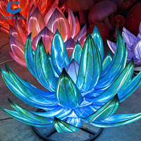 JFL-28 Nouvel An Chinois Lanterne Festival Décoration Extérieure LED Soie Vivid Date Fleur Lanterne