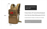 Sac à dos tactique de sport grande capacité multifonction avec poche à eau, fixation MOLLE, unisexe, en polyester, pour l'hydratation