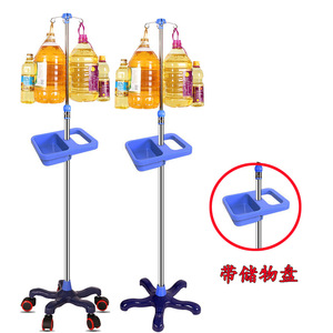 Support IV portable en acier inoxydable avec roulettes, chariot médical d'hôpital, support de perfusion télescopique - Product Image 3