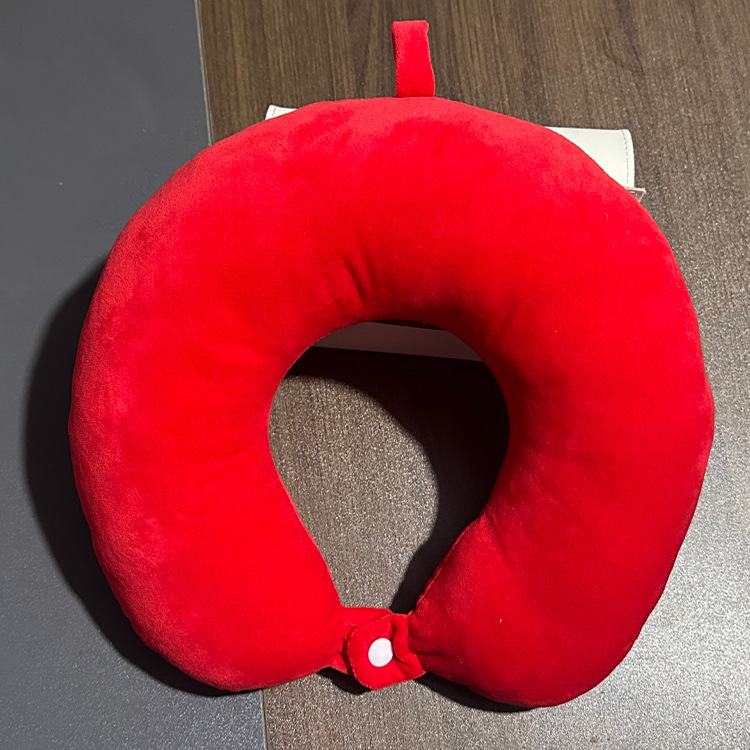 JY Customize Logo Cute Lovely U-Shaped Red Color Travel Pillow Soft Office Cushion Neck Protection for Quilted Camping Hotel