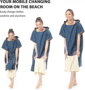Poncho de change en microfibre avec capuche pour la plage, le surf, la natation, la combinaison de plongée, séchage rapide et léger, convient aux adultes - Product Image 2