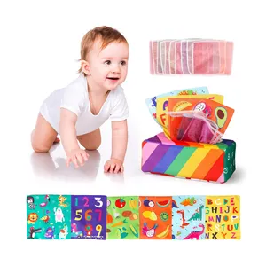 Boîte à mouchoirs Montessori jouet pour bébé de 6 à 12 mois foulards en soie sensoriels en papier froissé à contraste élevé jouet éducatif