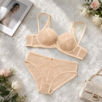 Ensemble soutien-gorge à armatures et culotte en dentelle noire, avec empiècement en dentelle rose, dos en résille, bretelles réglables, pour femme, doux et confortable au quotidien