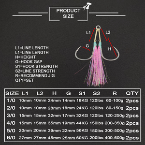 Hameçons doubles lumineux UV XUHANG PXTW-PT en acier nickelé pour la pêche à la traîne en eau douce, assiste à la pêche au bar, au requin, au cabillaud en rivière - Product Image 3