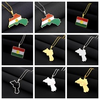 Collier ras du cou tendance en acier inoxydable avec pendentif drapeau national, carte du pays, symbole national, bijoux pour hommes et femmes, cadeau