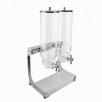 Distributeur double de céréales 8L x 2, base en acier inoxydable, conteneur de stockage d'aliments secs pour hôtel, restaurant, buffet