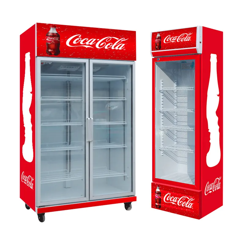 ตู้เย็นแสดงผลซูเปอร์มาร์เก็ตเชิงพาณิชย์ตู้เย็นประตูกระจกสองบานตู้เย็นเบียร์ตรงตู้แช่เครื่องดื่ม