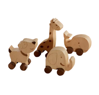 Jouets en bois, voitures, animaux, éléphant, voiture à pousser vintage, jouet Montessori pour tout-petits