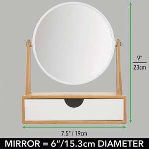Organisateur cosmétique de bureau en bois Organisateur de maquillage en bambou avec miroir et tiroir - Product Image 6