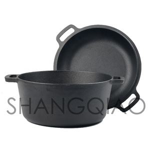 <span class=keywords><strong>Four</strong></span> Double néerlandais <span class=keywords><strong>en</strong></span> <span class=keywords><strong>fonte</strong></span> pré-assaisonnée, ensemble de couvercles à brochettes, casseroles, 2 pièces - Product Image 2