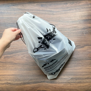 Eco-Friendly Matte PE Drawstring Bags - Custom Printed Frosted <b>Plastic</b> <b>Packaging</b> Bags for Apparel - Product Image 2