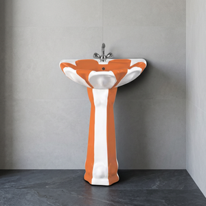 Luxury Multi Color Lotus Design Ceramic Pedestal Wash Basin Rectangle Lavabo Sink For Hospital Bathroom - Product Image 3