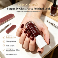 Vernis à ongles KUDAN rouge vin, sans expérience nécessaire, brillant, à base d'eau, facile à retirer, sans lampe, manucure rapide, non toxique, certifié UE, approvisionnement en gros