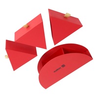 Boîte en carton rigide rouge semi-ronde personnalisée unique avec estampage à chaud et gaufrage pour sushis et cadeaux de Noël