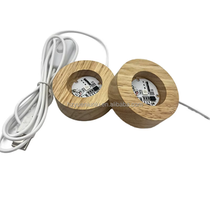 Bán buôn LED Đèn bằng gỗ cơ sở đứng Vòng cơ sở 3D ánh sáng ban đêm 7 màu sắc biểu tượng ánh sáng bằng gỗ LED cơ sở chủ USB - Product Image 5