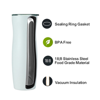 Mug à café isotherme en acier inoxydable à double paroi 10oz & 16oz, isolation thermique 12-24h, sans BPA, avec poignée de transport et couvercle, pour le bureau et l'extérieur