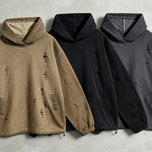 Sudadera con Capucha Unisex Personalizada con Lavado Ácido, Estilo Vintage, Tejido Transpirable de Poliéster/Algodón, Diseño Personalizado, Estilo Urbano Oversize con Bolsillo - Product Image 1
