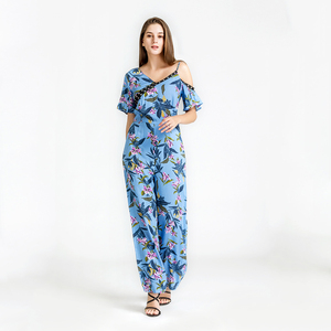 2019 nouvelle mode casual maïs-ruban <span class=keywords><strong>embelli</strong></span> à epaules ouvertes combinaison avec imprimé floral - Product Image 3