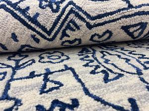 Tapis moderne en laine tuftée à la main, bleu et blanc, motif floral, doux, de qualité supérieure, lavable, chambre à coucher, salon, décoration élégante pour la maison - Product Image 5