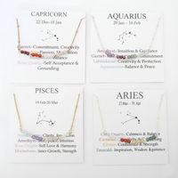 Collier zodiacal en pierres précieuses naturelles minuscules, bijoux en pierre de naissance, acier inoxydable, cadeau de demoiselle d'honneur, cristal de guérison fait à la main, 12 signes
