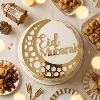 Eid Mubarak Spiegel-Gold Acryl Cake Topper für Eid Ramadan Party Kuchendekoration Kuchen-Dekorationszubehör