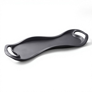 Plateau de service de luxe en métal gris foncé avec poignée profilée, idéal comme centre de table pour salon ou événements, vente en gros - Product Image 1