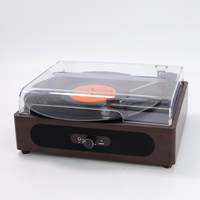 Support des petites commandes, MOQ 1 pièce, lecteur de vinyle en bois, lecteur de musique LP domestique, intégré avec 2 haut-parleurs, phonographe