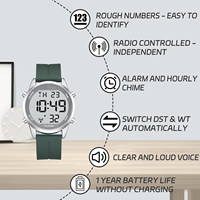Reloj parlante digital atómico para ancianos recibe señales de EE. UU. Corrección automática de hora y fecha Números grandes Fácil de ver