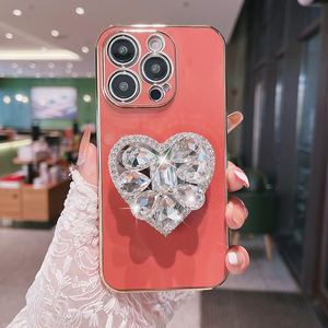 เคสสำหรับ iPhone 14 13 12 11 <span class=keywords><strong>xsmax</strong></span>, เคสโทรศัพท์ชุบโลหะด้วยไฟฟ้าพร้อมที่ยึดรูปหัวใจ - Product Image 6