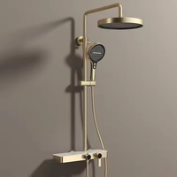 Robinet De Salle De Bains De Luxe En Laiton Doré Nouvelle Conception Mur Accroché Brossé Or Pluie Jet Ensemble De Douche Mitigeur Juego De Ducha