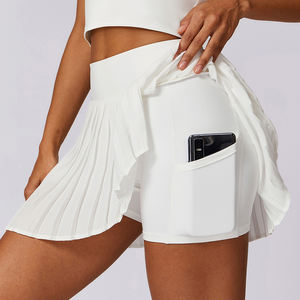 Falda plisada <span class=keywords><strong>con</strong></span> logotipo personalizado para <span class=keywords><strong>mujer</strong></span> Falda corta deportiva de cintura alta Ropa DE <span class=keywords><strong>TENIS</strong></span> Pickleball <span class=keywords><strong>con</strong></span> bolsillos laterales - Product Image 2