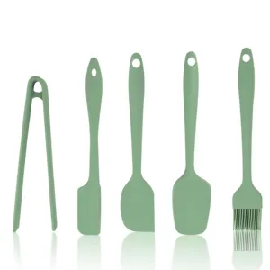 Ensemble de 5 spatules en silicone antiadhésives en caoutchouc résistant à la chaleur Mini ensemble de spatules de cuisine en silicone