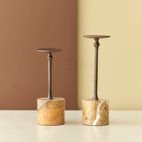 Base en marbre naturel avec pilier décoratif en métal, composant en pierre de marbre massif, accessoire de décoration de table en pierre pour intérieur