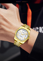Montre classique de luxe en or avec cadran à chiffres romains 5ATM, 40 mm, acier inoxydable, étanche