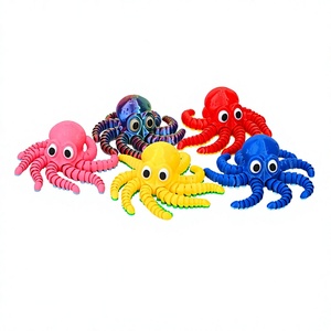 Porte-clés Pieuvre Bleue en PLA Imprimé en 3D, Figurine Animale Créative, Emballage Original pour Activités Artisanales et Collaboratives - Product Image 2