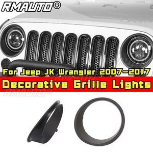 Luces Decorativas para Parrilla de Coche, Anillo Decorativo para Faros Delanteros de Parrilla Central para Jeep JK Wrangler 2007-2017, Kit de Carrocería, Accesorios para Coche - Product Image 2
