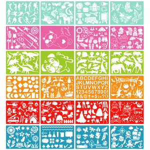 Nouveau modèle 2026 très populaire : Pochoirs en plastique colorés non toxiques pour enfants, avec numéros anglais, animaux et dessins, pour Noël et Halloween - Product Image 2