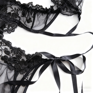 Anakara amerika birleşik devletleri seksi kadın siyah dantel erotik kısıtlama iç çamaşırı üniforma gece kulübü yetişkin erotik iç çamaşırı sutyen seti - Product Image 4