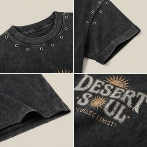 T-shirt vintage personnalisé en coton épais 300 GSM, délavé à l'acide, coupe oversize courte et carrée, avec motif graphique en strass, pour homme, anti-boulochage - Product Image 3