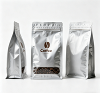 Sacs à café en aluminium argenté avec valve et fenêtre refermables pour grains de café, sucre et collations